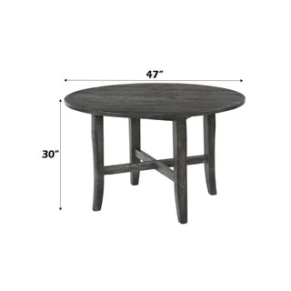 Sunvega Rustic Gray Finish Round Dining Table with Wooden Tapered Legs