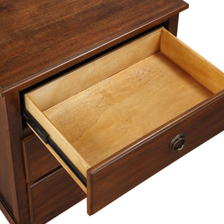 Sunvega Traditional Elegant Brown Finished 3-Drawer Nightstand with Antique Bronze Ring