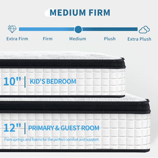 Sunvega 12 Inch Twin XL Memory Foam Hybrid Mattress with Cool Breathable Cover and Edge Support