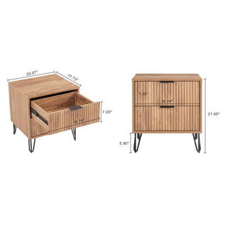 Sunvega Modern Glam Nightstand with Gold Metal Handles and Splayed Legs for Bedroom