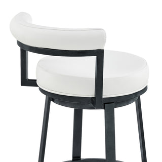Sunvega Swivel Bar or Counter Stool with White Faux Leather in Cloud Finish