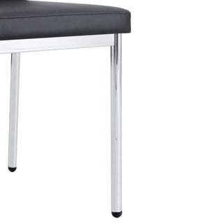 Sunvega High Resilience PU Dining Chair Set of 4 with Silver Metal Legs and Vertical Stripe Back