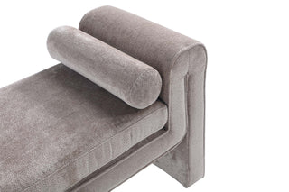 Sunvega Modern Glam Accent Bench with Chenille Upholstery and Bolster Pillows