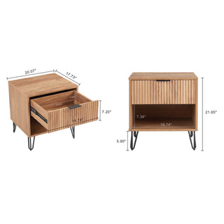 Sunvega Modern Glam Nightstand with Gold Metal Legs and Textured Drawer