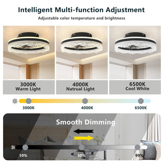 Sunvega Ultra Quiet Ceiling Fan with Light and Hidden Blades for Bedroom