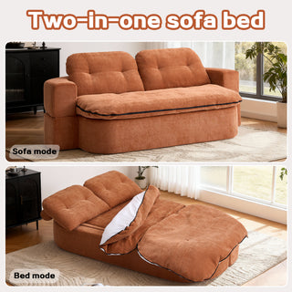 Sunvega Modern Corduroy Convertible Sofa Bed with Pillows and Quilt for Living Room
