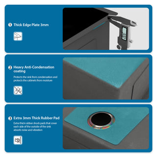 Sunvega 16 Gauge T304 Stainless Steel Undermount Kitchen Sink with Drain Assembly