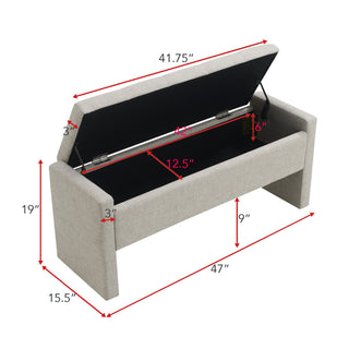 Sunvega Modern Linen Upholstered Storage Bench for Bedroom Living Room Dorm