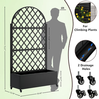 Sunvega Metal Planter Box with Trellis Raised Garden Bed on Wheels for Climbing Plants