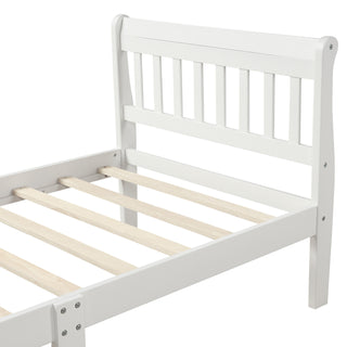 Sunvega Twin Sleigh Bed Frame with Headboard and Footboard for Living Room