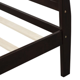 Sunvega Full Size Wood Platform Bed with Headboard and Classic Solid Wood Slat Support