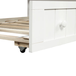 Sunvega Twin Wooden Daybed with Trundle Sofa Bed for Bedroom Living Room Gray
