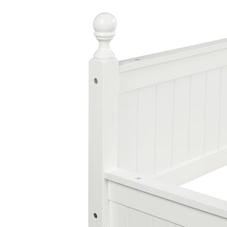 Sunvega White Twin Size Pine Wood Daybed with Three Storage Drawers and Slatted Panels