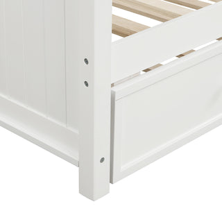 Sunvega White Twin Size Pine Wood Daybed with Three Storage Drawers and Slatted Panels