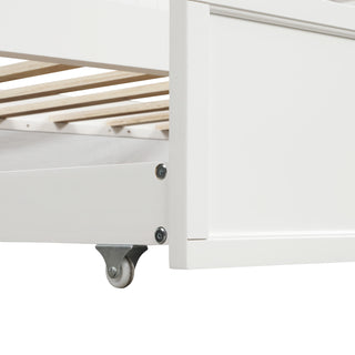 Sunvega White Twin Size Pine Wood Daybed with Three Storage Drawers and Slatted Panels