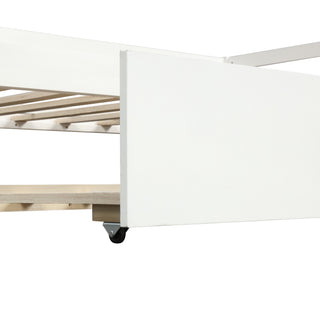 Sunvega Twin Size Daybed with Hideaway Trundle Bed and Sturdy Solid Wood Frame