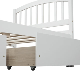 Sunvega Twin Wood Platform Storage Bed Frame with Two Drawers and Headboard