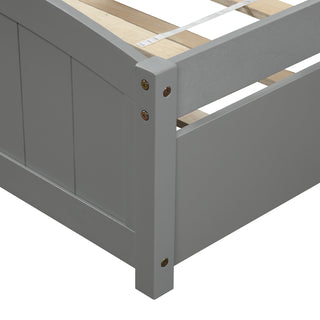 Sunvega White Twin Size Wood Platform Bed with Trundle for Maximized Space