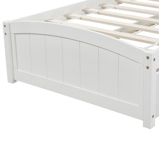 Sunvega White Twin Size Wood Platform Bed with Trundle for Maximized Space