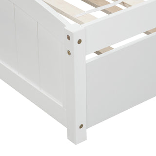 Sunvega White Twin Size Wood Platform Bed with Trundle for Maximized Space