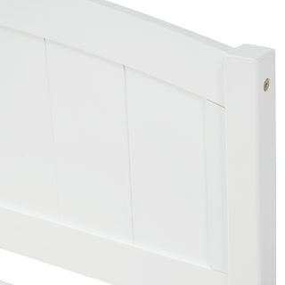Sunvega White Twin Size Wood Platform Bed with Trundle for Maximized Space