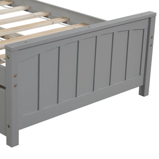 Sunvega White Twin Size Wood Platform Bed with Trundle for Maximized Space