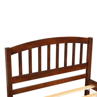Sunvega Twin Size Gray Wood Platform Bed Frame with Trundle for Maximized Space