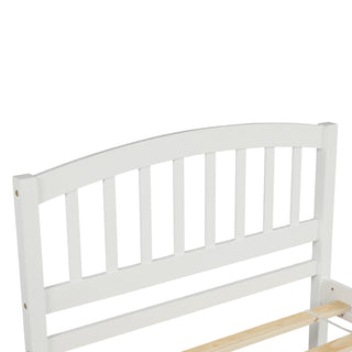 Sunvega Twin Size Gray Wood Platform Bed Frame with Trundle for Maximized Space