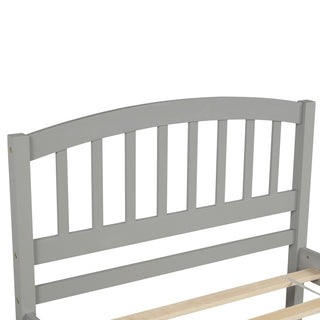 Sunvega Twin Size Gray Wood Platform Bed Frame with Trundle for Maximized Space
