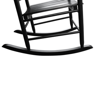 Sunvega Black Painted Populus Wood Porch Rocker Chair with Wide Seat