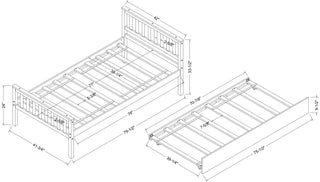 Sunvega Twin Bed Frame with Trundle and Headboard for Small Bedroom Space Saving
