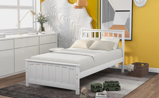 Sunvega Twin Size Wood Platform Bed with Headboard and Footboard for Bedroom