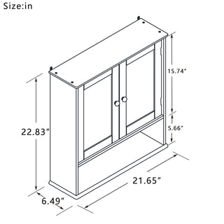 Sunvega Modern Bathroom Wall Cabinet with Double Mirror Doors and Adjustable Shelves