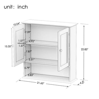 Sunvega Modern Bathroom Wall Cabinet with Double Mirror Doors and Adjustable Shelves