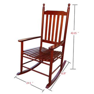 Sunvega Black Painted Populus Wood Porch Rocker Chair with Wide Seat
