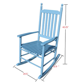 Sunvega Black Painted Populus Wood Porch Rocker Chair with Wide Seat