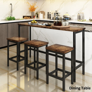 Sunvega 4-Piece Counter Height Dining Table Set with 3 Stools and Footrests