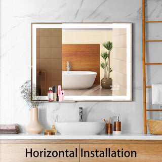 Sunvega 30x36 Inch LED Bathroom Vanity Mirror with Anti-Fog Touch Switch and Memory