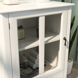 Sunvega Buffet Storage Cabinet with Single Glass Doors and Unique Bell Handle