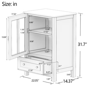 Sunvega Buffet Storage Cabinet with Single Glass Doors and Unique Bell Handle