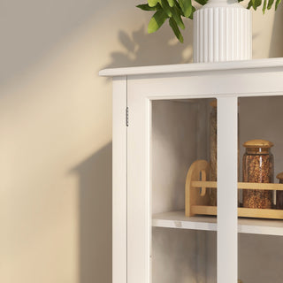 Sunvega Buffet Storage Cabinet with Single Glass Doors and Unique Bell Handle