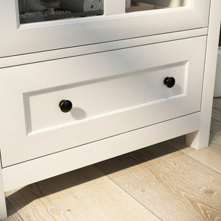 Sunvega Buffet Storage Cabinet with Single Glass Doors and Unique Bell Handle