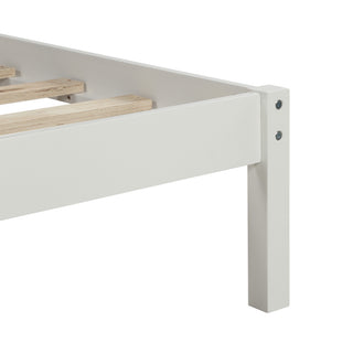 Sunvega Sturdy Wood Platform Bed Frame with Headboard for Queen Size Oak Finish