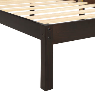 Sunvega Sturdy Wood Platform Bed Frame with Headboard for Queen Size Oak Finish