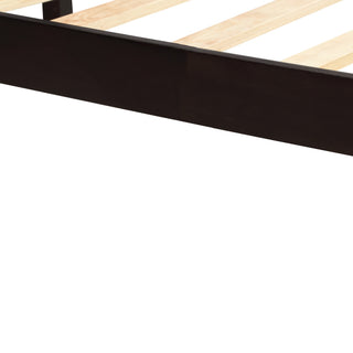 Sunvega Sturdy Wood Platform Bed Frame with Headboard for Queen Size Oak Finish