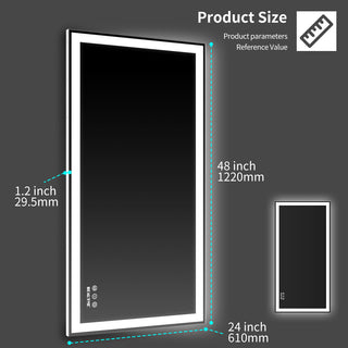 Sunvega 30x36 Inch LED Bathroom Vanity Mirror with Anti-Fog Touch Switch and Memory