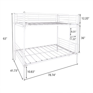 Sunvega Sturdy Twin over Twin Metal Bunk Bed Frame with Ladder and Vintage Headboard