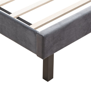 Sunvega King Size Upholstered Platform Bed with Button Tufted Linen Headboard