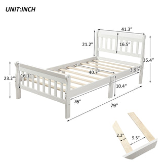 Sunvega Twin Sleigh Bed Frame with Headboard and Footboard for Living Room