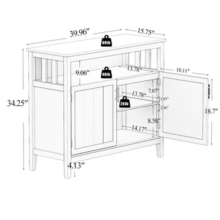 Sunvega White Kitchen Storage Sideboard and Buffet Server Cabinet with Large Storage Space